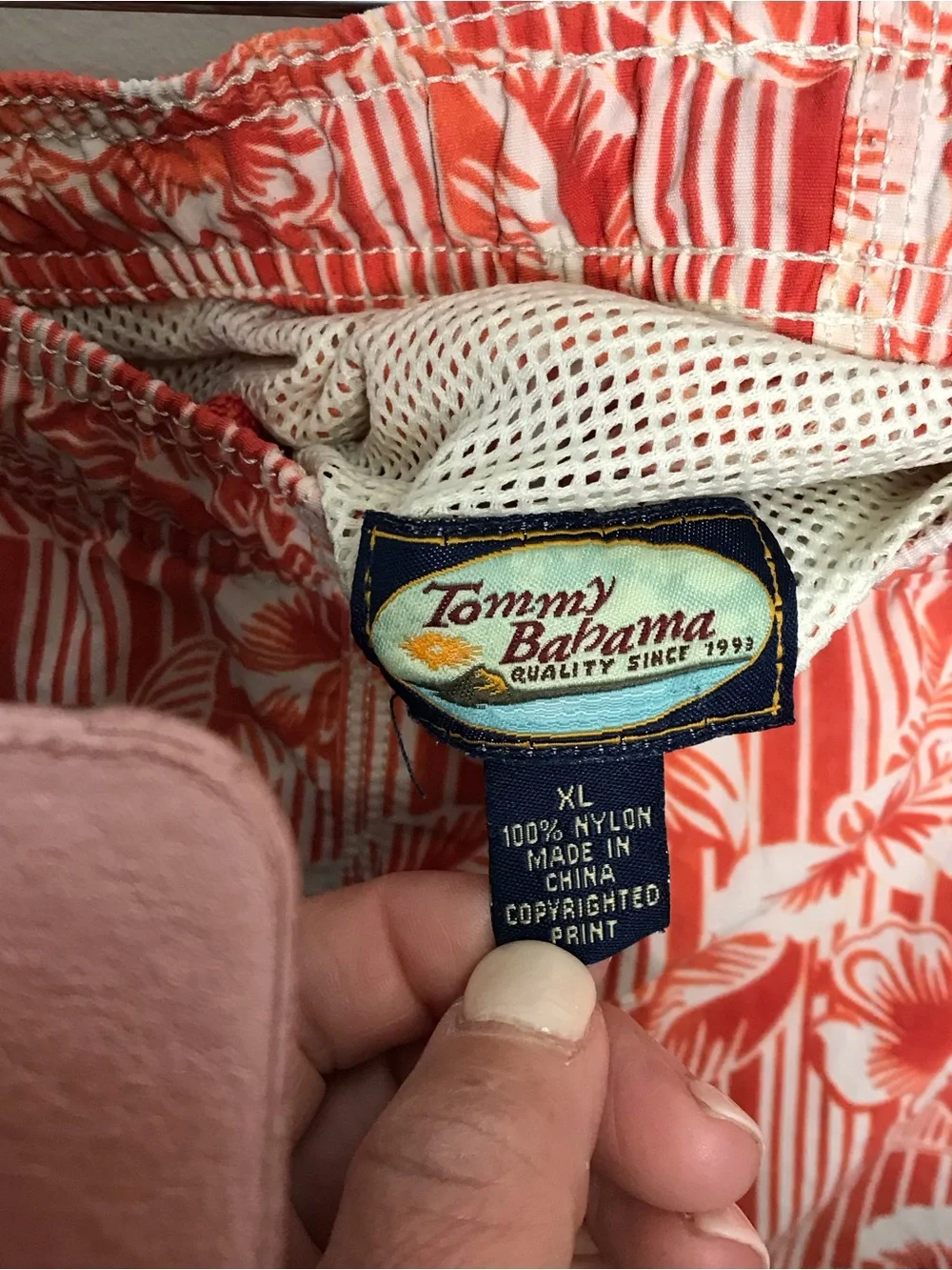 Tommy Bahama Orange and White Floral Swim Trunks Sz XL